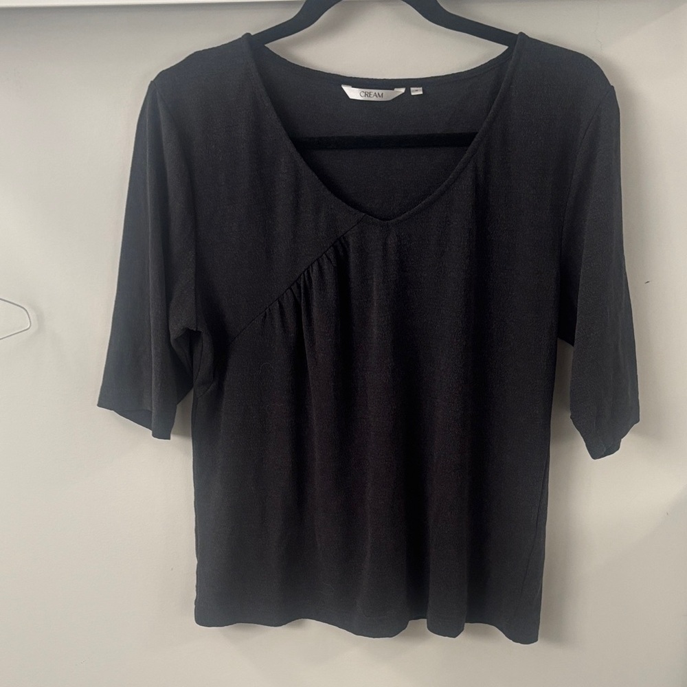 CREAM Grey V-Neck Short Sleeve Top